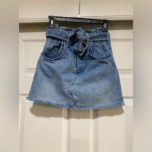 We The Free East of Eden Paper Bag High Waist Jean Mini Skirt Size 24